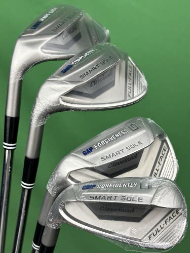 Cleveland Smart Sole Full Face Wedge Set LEFT Hand Steel Chipper, GW, SW, LW NEW