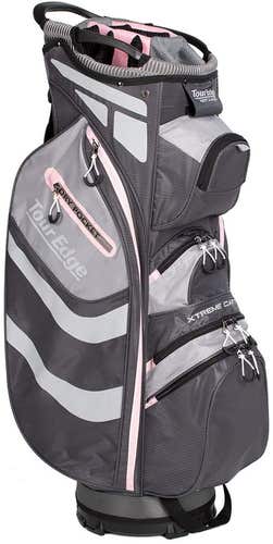 Tour Edge Hot Launch Xtreme 5.0 Cart Bag (Silver/Pink, 14-Way Top) NEW