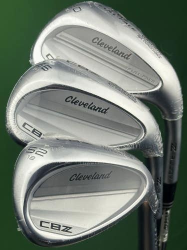 Cleveland CBZ Tour Satin Wedge Set 52-12*, 56-14*, 60-10* GW SW LW Steel NEW!