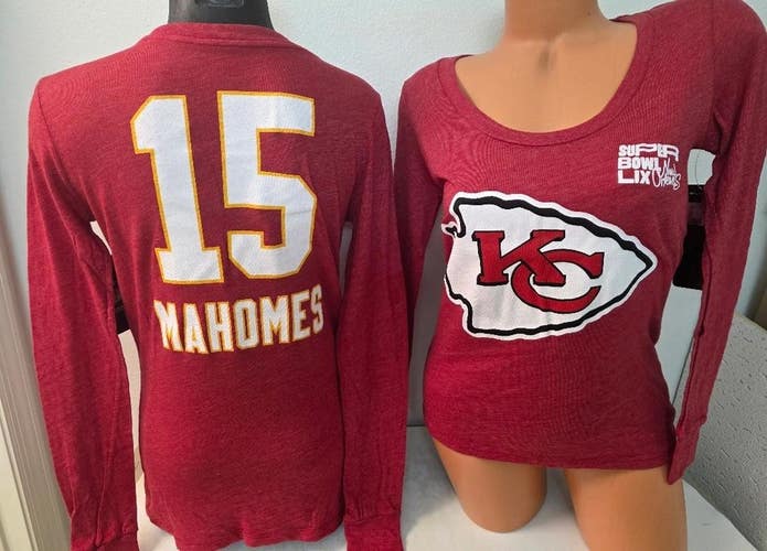 60319 Womens Ladies Chiefs PATRICK MAHOMES Long Sleeve Super Bowl Shirt RED NWT