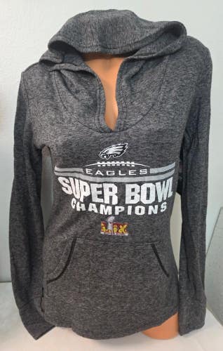 60319 Womens PHILADELPHIA EAGLES Hooded Long Sleeve Super Bowl Shirt NWT $80
