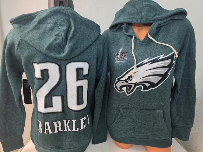 Womens Eagles SAQUON BARKLEY Hooded Super Bowl Champions SWEATSHIRT NWT $80 SM