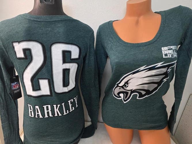 Womens Eagles SAQUON BARKLEY Super Bowl Champions Long Sleeve Scoop Neck SHIRT