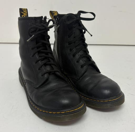 Dr Martens JV004 Jadon Black Leather Side Zip Combat Boots Unisex Kids 5 EU 37