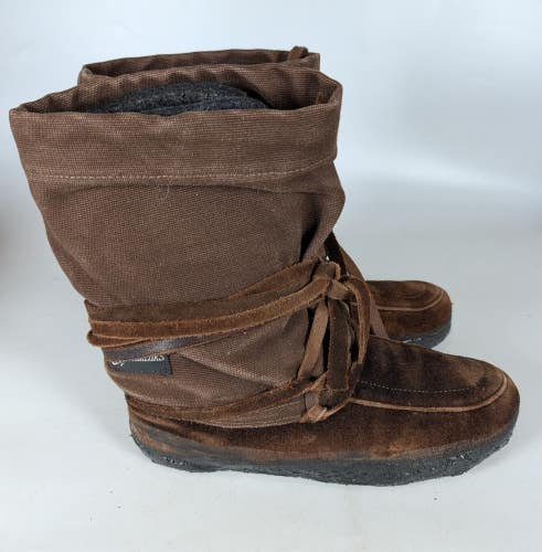 Steger Mukluks Women's Size: 7 Brown Canvas/Moosehide Leather Winter Boots USA