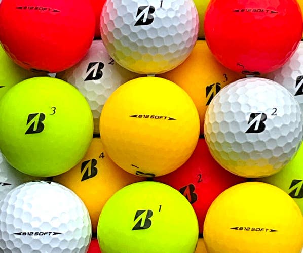 24 Premium AAA Bridgestone E12 Soft Used/ Recycled Golf Balls w/ Asst. Color