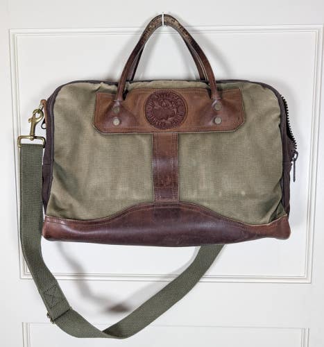 Duluth Pack Canvas Brown Leather Duffle Weekender Travel Bag Distressed