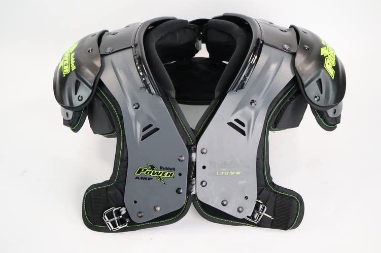 Riddell Power Amp Football Shoulder Pads w/ Backplate Adult Large / Read