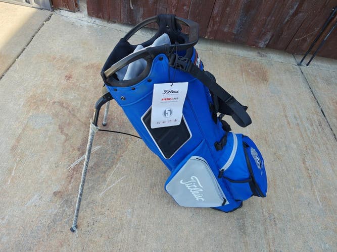 Titleist Hybrid 5 Dual Strap Stand Bag Blue/Black/Grey w Raincover NWT