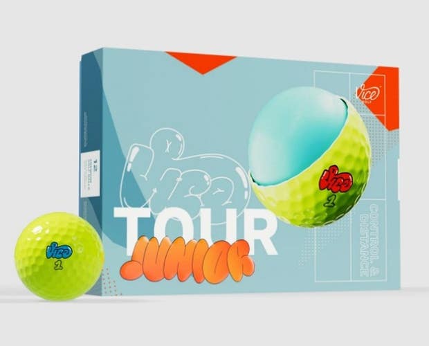 Vice Golf Tour Junior Golf Balls (Yellow, 12pk) 1 Dozen 2025 NEW