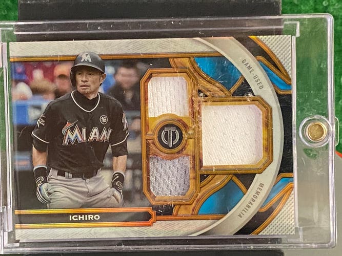 Ichiro Miami Marlins Topps Tribute 2023 Topps Triple Relic # 19/25 Game Used