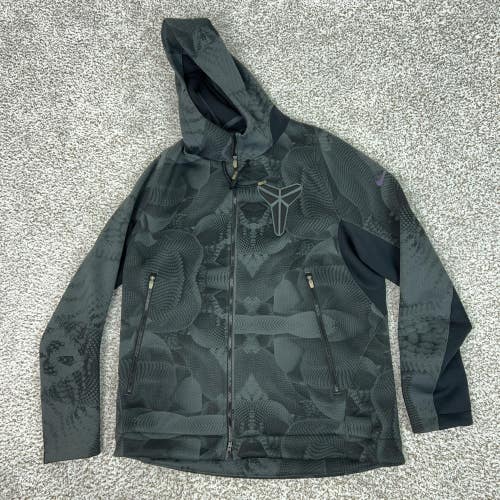 Nike Jacket Mens Large Kobe Black Gray Full Zip Hooded Snakeskin Mamba Logo