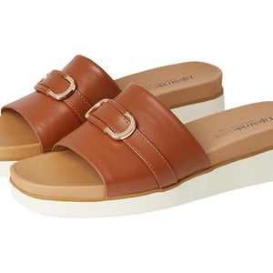 Lifestride Genevieve J3811S1200 Sandals Womens 11W Brown Leather Slip-On VER1518