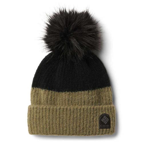 Columbia Winter Blur Pom Pom Beanie Women's One Size Stone Green Black KFC614