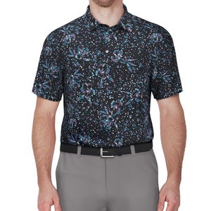 Pga Tour Polo Shirt Men's XL Gray Clustered Confetti Print Short Sleeve KFC619