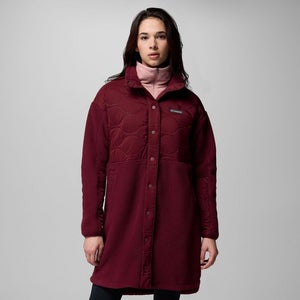 Columbia Cloud Point Long Jacket Women's 2XL Rich Wine Fleece Snap Button KFC629