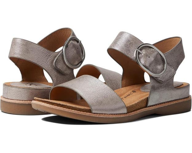 Sofft Bali Sandals Women's US 8 Pewter Metallic Leather Adjustable Strap VER1528