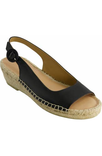 Bernardo Melila Sandals Women's US 9 Black Leather Round Toe Espadrille VER1515