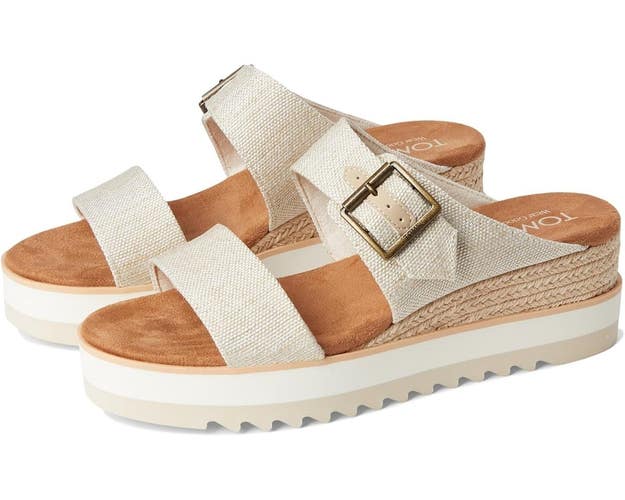 Toms Diana 10022538-101 Sandals Women's US 6 Beige Wedge Heel Mule VER1516