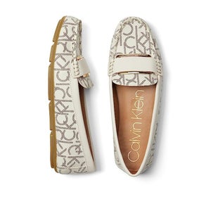 Calvin Klein Leonie Loafer Women's US 8M White Faux Leather Casual Shoes VER1513