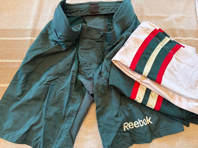 Minnesota Wild MPP9KC Medium Reebok Pant Shell Pro Stock (New) and Home and Away Sock Ser