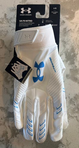 White Large Adult Under Armour F9 Nitro Gloves (New)