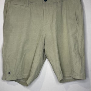 Linksoul Mens Khaki Solid Boardwalker Shorts -Size 34  (Used)