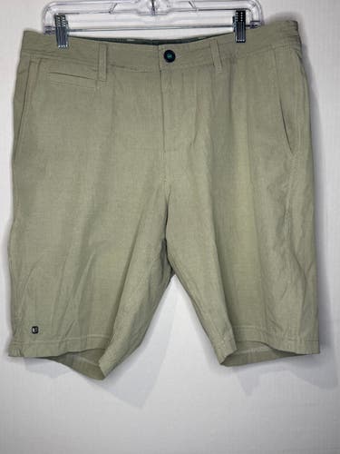 Linksoul Mens Khaki Solid Boardwalker Shorts -Size 34  (Used)