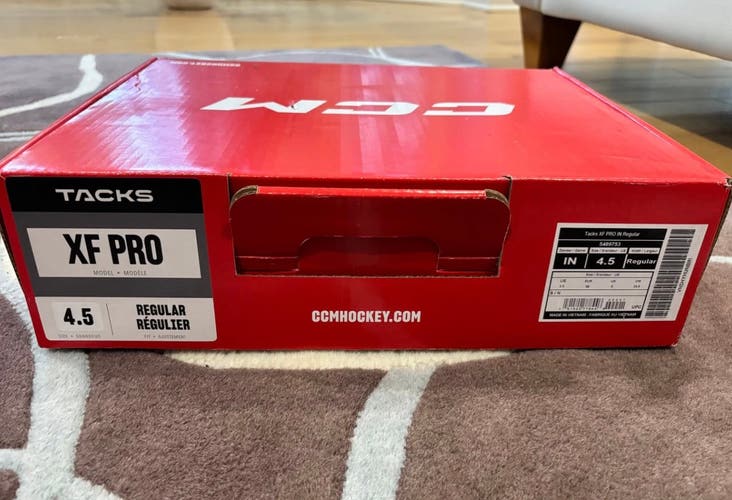 Black 2024 CCM Tacks XF Pro Hockey Skates Regular Width Size 4.5 (Used)