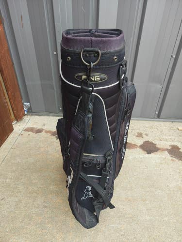 Ping Explore 4 Divider Golf Cart Bag Black/White w Raincover