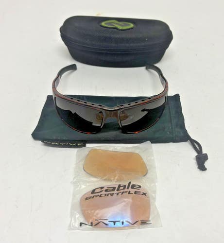 Native Cable Maple Brown Tortoise Shell Sunglasses 2x Amber Polarized Lenses ++