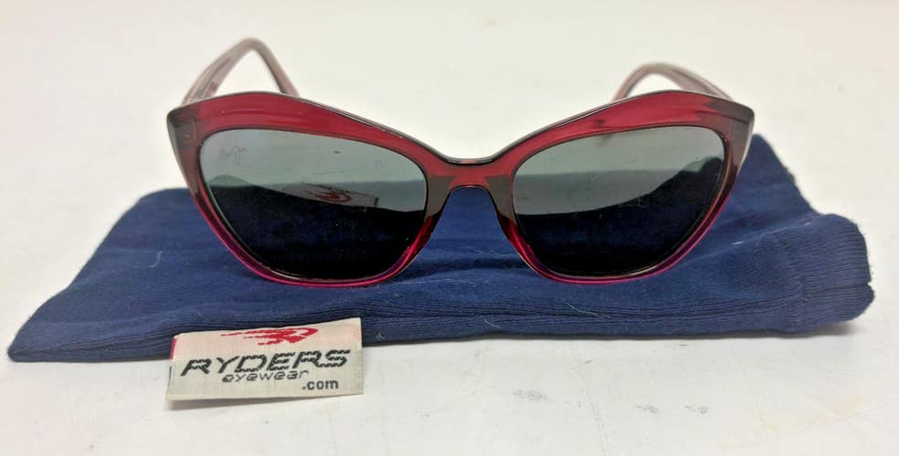 Maui Jim MJ 827 Lotus Raspberry Fad Cat Eye  Sunglasses Gray Polarized Lenses