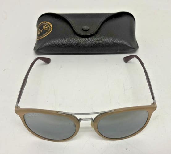 Ray-Ban RB4285 Polished Beige Phantos Sunglasses Mirrored Gray Lenses +Case