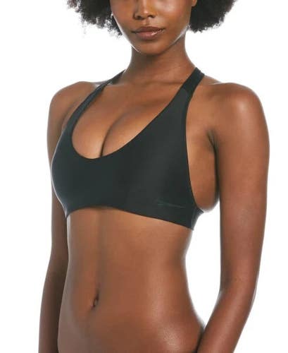 Nike Fusion Back NESSC188 Bikini Top Women's XL Black Stretch Swimwear SRT291