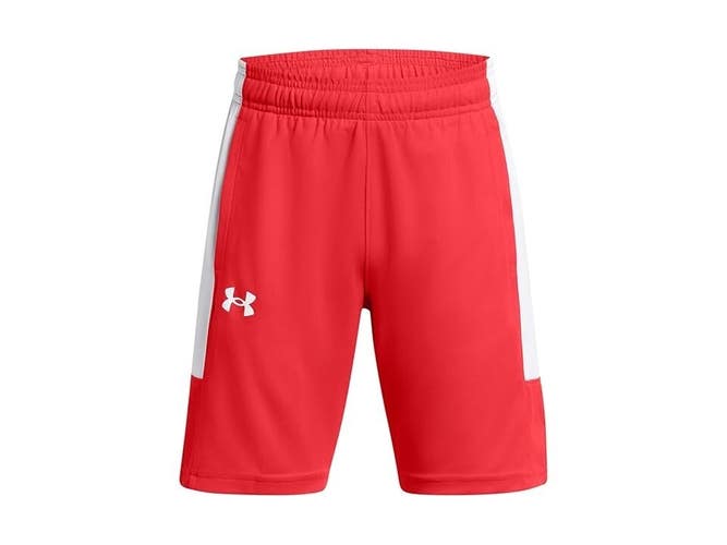 Under Armour Baseline Shorts Kids XL Red Elastic Waist Flat Front Active SRT286