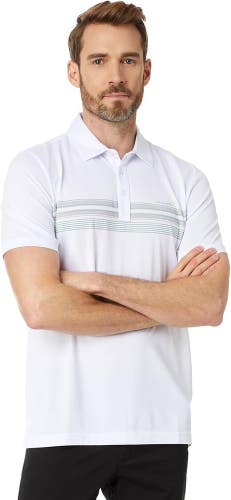 Travis Mathew Surf Slang 1MZ297 Polo Shirt Men's XL White Stripe Pullover SRT299