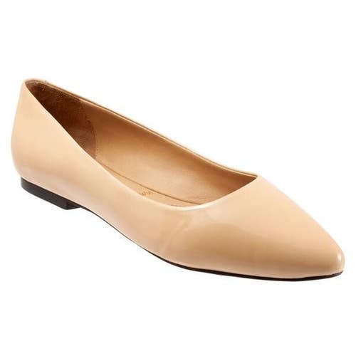 Trotters Estee Ballet Flat Women US 10.5 Nude Patent Leather Pointed Toe JOBB195