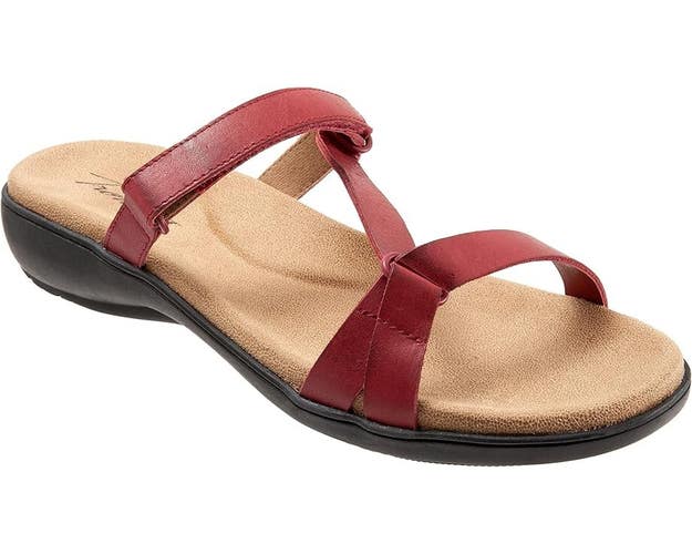 Trotters Raja Sandal Women's US 12 Red Leather Open Toe Slip On Slide JOBB182