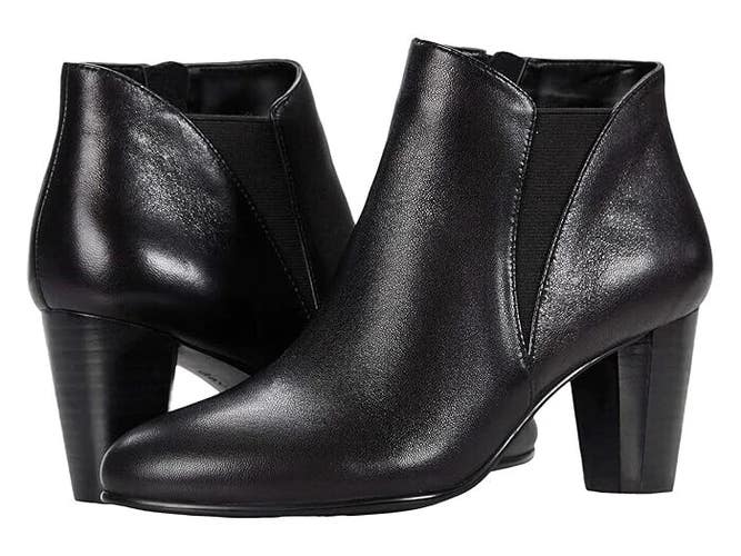 David Tate Pippy Boots Women 10.5 Black Leather Pointed Toe Ankle Bootie JOBB220
