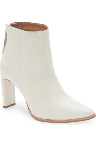 Kaanas Cologne Women's US 11 White Croc-Embossed High-Heeled Bootie JOBB241
