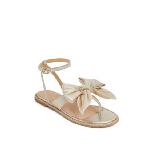 Jack Rogers Heidi Sandals Womens US 6.5 Gold Round Toe Ankle Strap Thong JOBB169