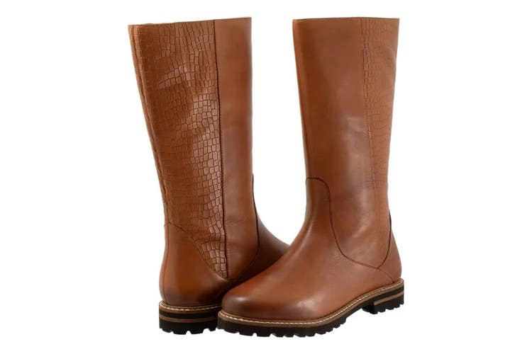 Trotters Franki Boots Women's US 12 Brown Leather Mid-Calf Round Toe JOBB173