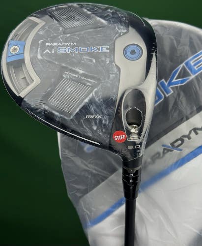 Callaway Paradym Ai Smoke MAX Driver 9* Tensei AV Blue Stiff w/ Cover NEW!
