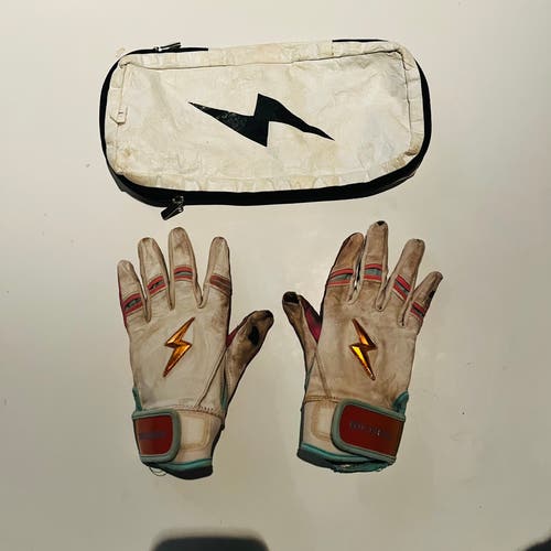 Used Bruce bolt batting gloves, sunset short cuff