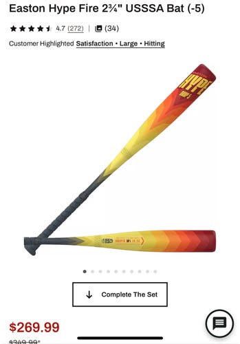 2024 Easton Hype Fire Composite USSSA Certified Bat (-5) 25 oz 30" (Used)