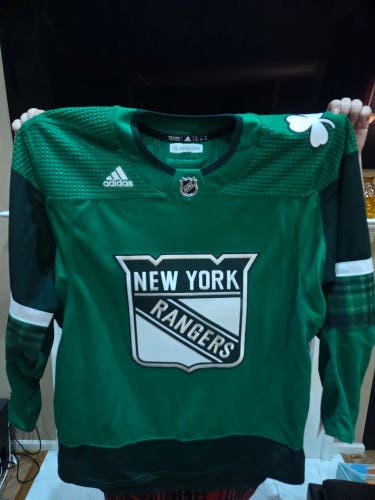 New York Rangers St Patricks Day MiC Team Issued Adidas Jersey Size 56