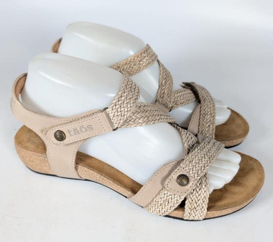 Taos Trulie Womens Beige Braided Woven Ankle Strap Wedge Sandals 40 / 9-9.5