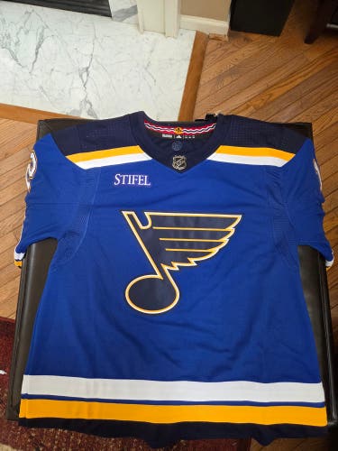ST. LOUIS BLUES AUTHENTIC PRO-STITCH ADIDAS KEVIN HAYES HOME JERSEY Size 54