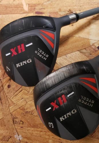 PAIR KING COBRA "KING XH" FAIRWAY WOOD GOLF CLUBS 3 & 7 V NICE W REG GRAP AZ326