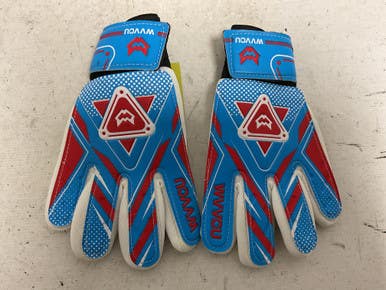 Used WVVOU Soccer Goalie Gloves White And Royal Blue 6 11855-S000200397